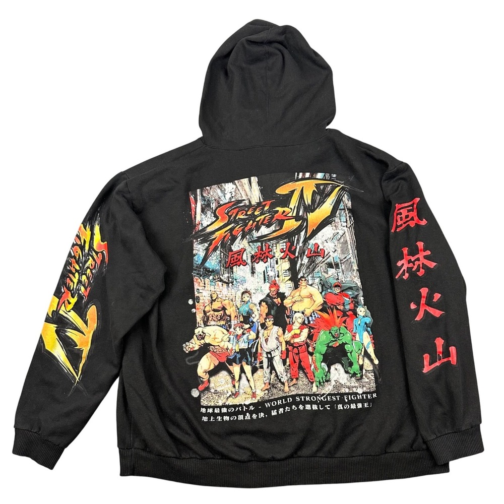 Street Fighter IV Capcom Graphic Hoodie Black Mens 3XL Relaxed Fit Gaming